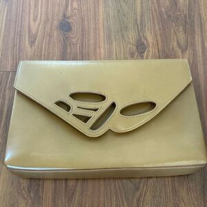 Rodo Italy Tan cutout leather handbag clutch AS IS